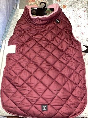 Silver Paw Large Dog Quilted Reversible Coat in Burgundy